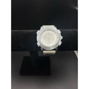 Techno Pave hiphop Bling Unisex white wristwatch